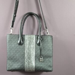 Michael Kors Metallic Silver and Black Satchel